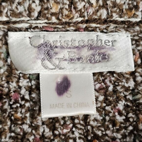 Christopher & Banks Vest Sz S‎ Brown Boucle Full Zip Sweater Classic Preppy EUC - Picture 4 of 11